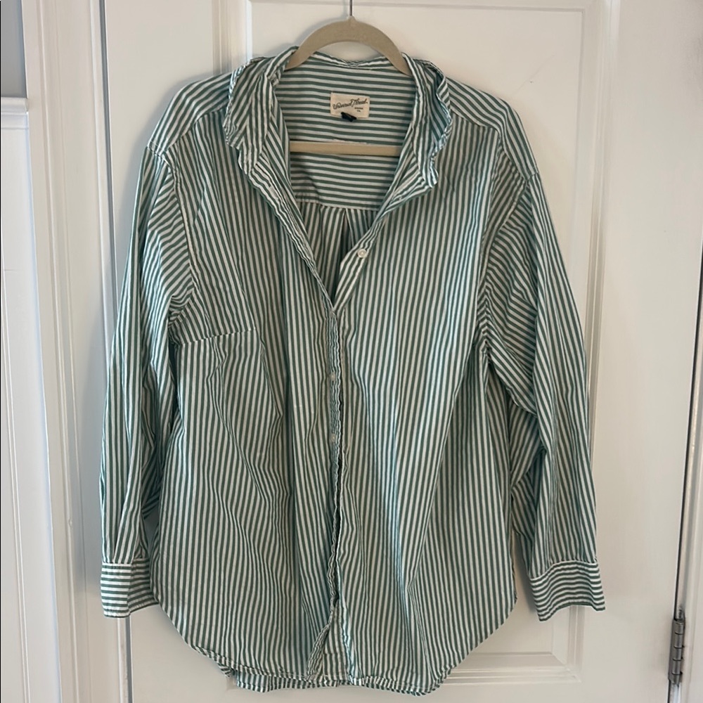 Universal Thread Green Striped Button Down Shirt